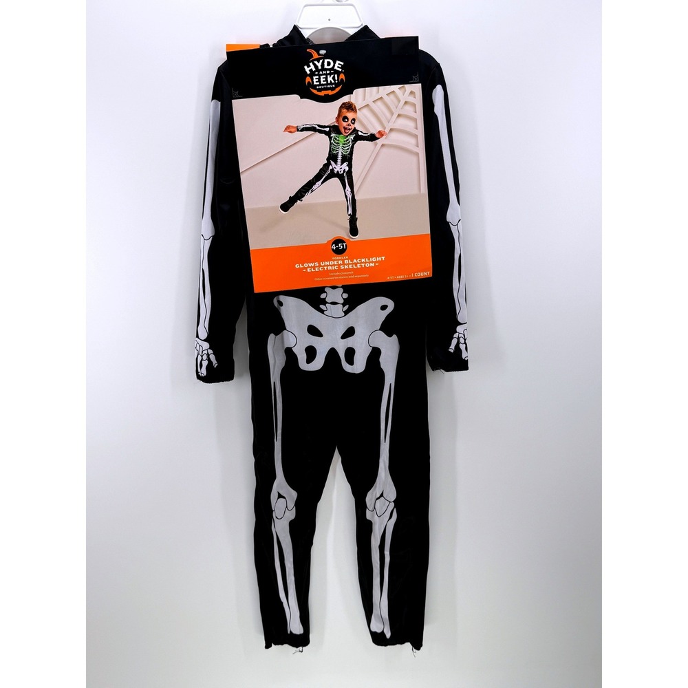 Hyde and Eek Boutique Toddler Electric Skeleton Glow Jumpsuit 4-5T Halloween